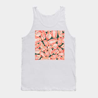 tropical fruits, orange papaya watercolor on green background Tank Top